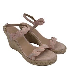 Stuart Weitzman Women's 9.5 Rosewater Twist Espadrille Platform Wedge Sandals